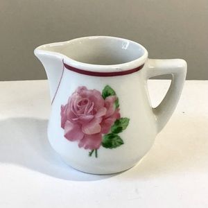 Vintage Restaurant Ware Creamer Pitcher Rose Pattern Red Band Syracuse China USA